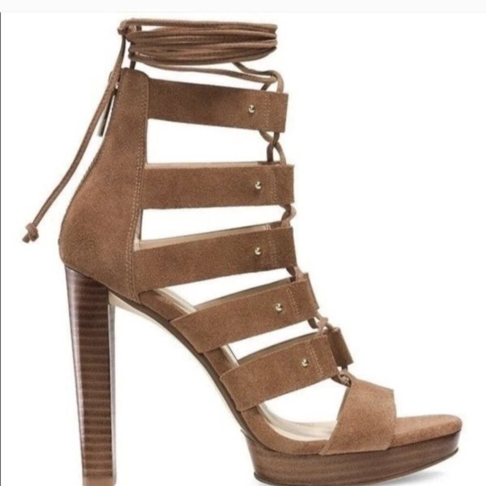 Michael Kors Women's Size 8 Sofia Gladiator Heels Brown Suede